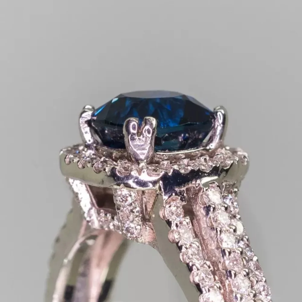 New 925 Silver Big Oval Zircon Ring